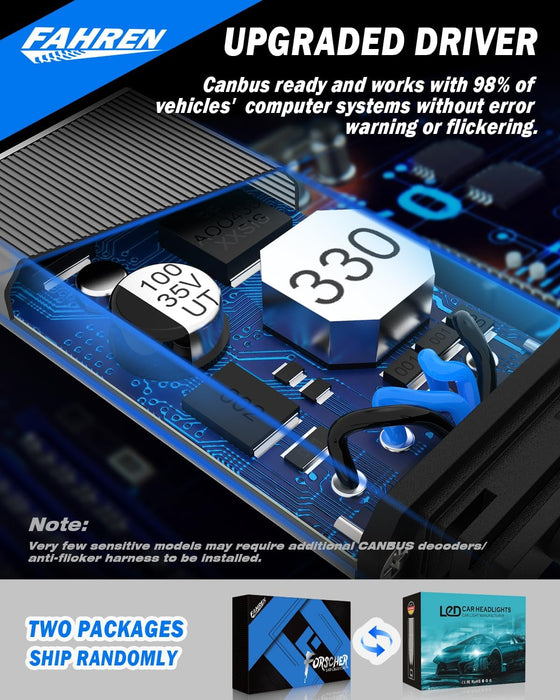 FAHREN 9005/H11 LED Combo, 900% Brighter, 6500K, High/Low Beam Kit, Cooling Fan