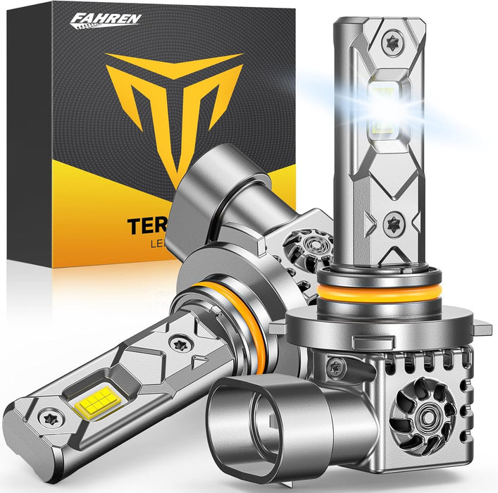 FAHREN Upgraded 9005 Light Bulbs, 55000LM 1000% Super Brighter 1:1 True Mini Size HB3 Bulb, 6500K White, Plug and Play, IP68 Waterproof, Pack of 2