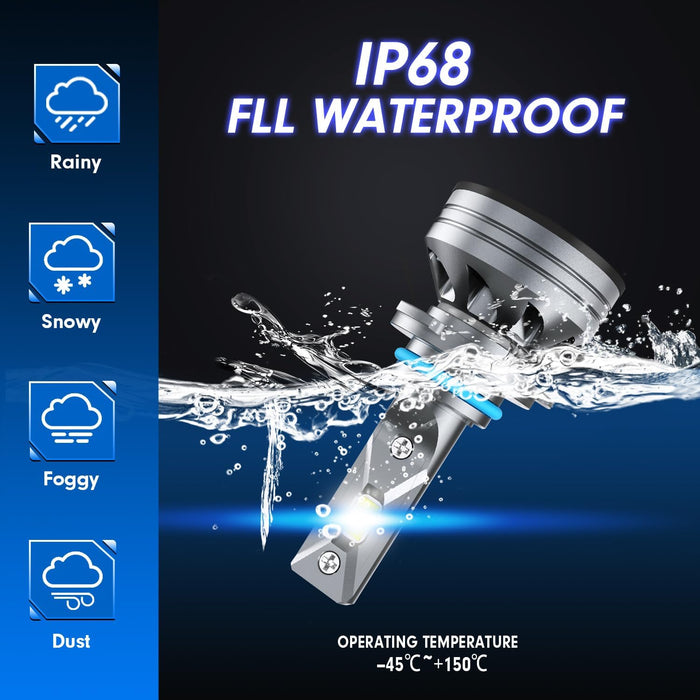 FAHREN 9005 LED Bulbs, 26,000LM, 6500K, IP68 Waterproof, Plug & Play Fog Lights