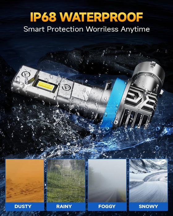 Ursprung 2025 H11/H9/H8 9005/HB3 LED Headlight Bulbs Combo, 60000LM 900% Brighter 6500K Cool White, 1:1 Mini Size 9005 H11 Halogen Replacement Hi/Lo Beam LED Bulbs, Plug and Play, Pack of 4