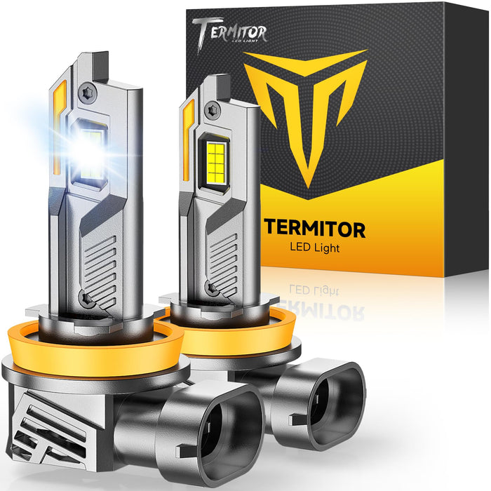 Termitor Latest H13/9008 H10 LED Bulbs Combo, 80,000LM 15X Ultra-Bright 6500K Cool White, Ford F-150 2004-2014, Real 1:1 Size 9008/H13 H10/9145/9140 LED Fog Light Off-Road Bulb, Plug N Play, Pack of 4