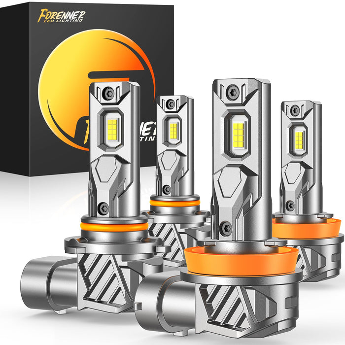 forenner H13/9008 Light Bulbs, 35000LM Ultra Brightness 6500K White Super Bright, 5-Min Quick Setup, No Adapter Required, H13 Fog Lights Pack of 2