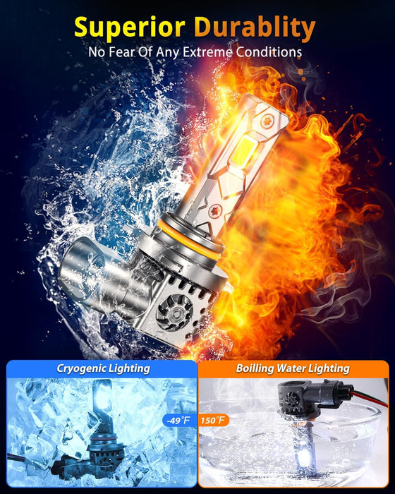 FAHREN Upgraded 9005 Light Bulbs, 55000LM 1000% Super Brighter 1:1 True Mini Size HB3 Bulb, 6500K White, Plug and Play, IP68 Waterproof, Pack of 2