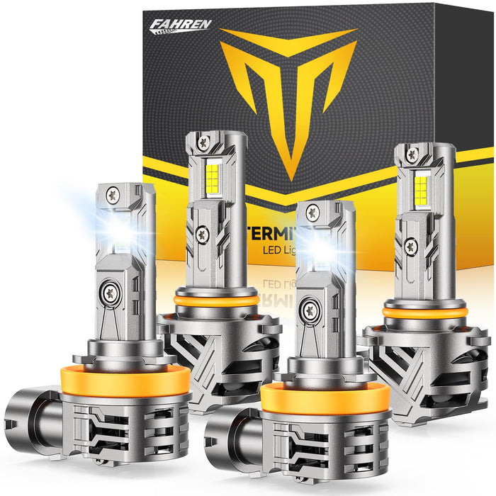 FAHREN H11/H9/H8 light Bulb, [Upgraded & Brightest] 𝟒𝟔𝟎𝟎𝟎𝐋𝐌 𝟗𝟎𝟎% Super Bright Bulb 1:1 Mini Size No Adapter Required,6500K White, Non-Polarity Plug and Play H11 Fog light bulbs, Pack of 2