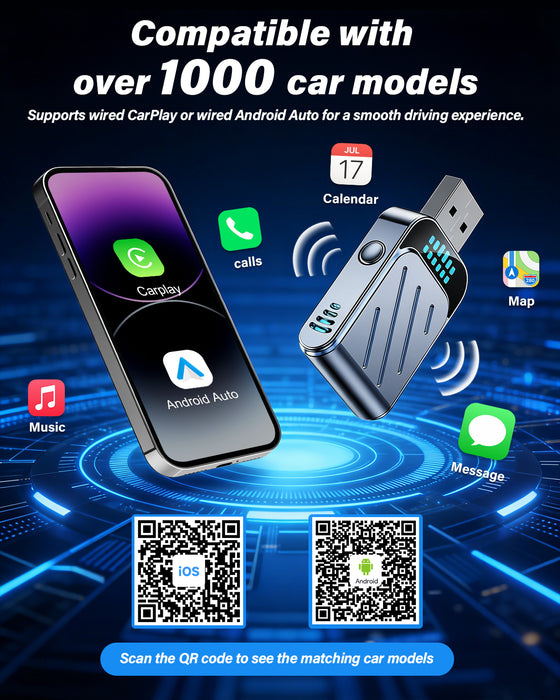 Fahren P800 USB Flash Drive Wireless CarPlay & Android Auto Adapter with One-Touch Disconnection & Metal Mid-Frame