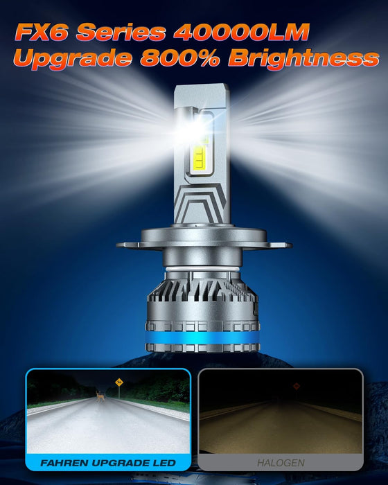 40000LM H4/9003 fog light bulbs with 6500K bright white lighting