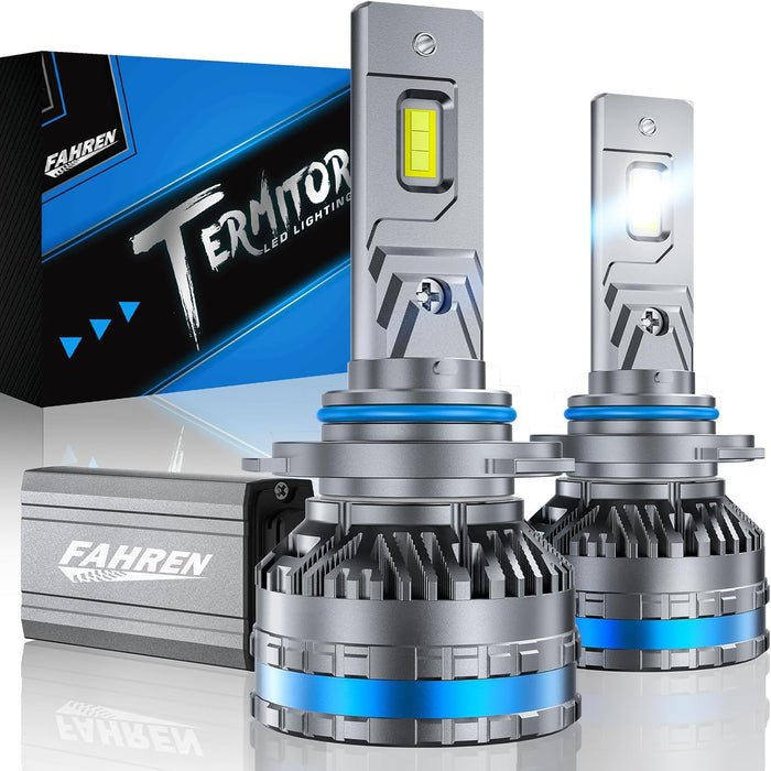 FAHREN 9005 HB3 light bulbs with bright 6500K cool white for enhanced visibility