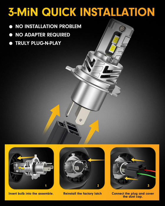 plug and play H4 LED bulb with cooling fan