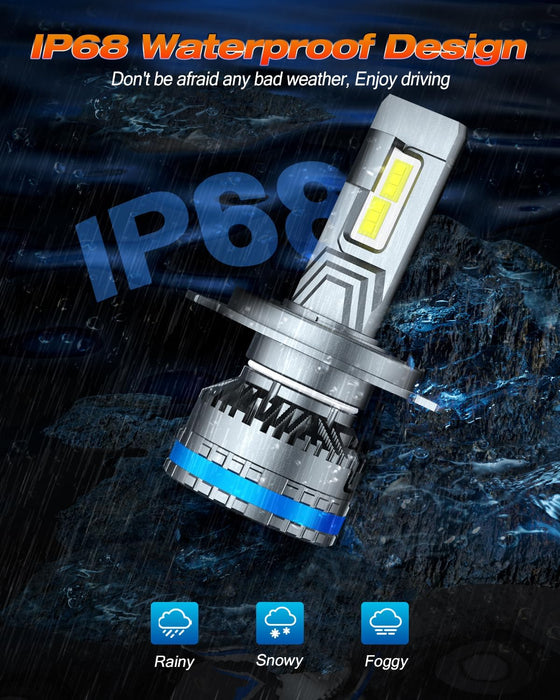 FAHREN H4/9003 LED Bulbs, 40,000LM, 6500K, IP68 Waterproof (2-Pack)