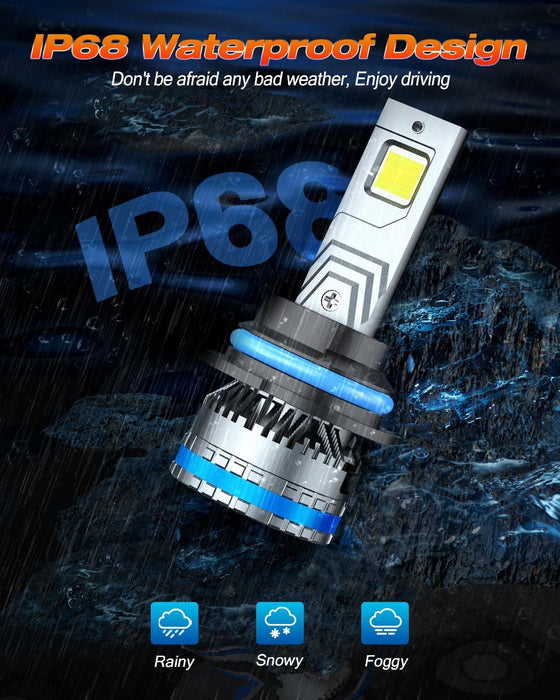 FAHREN TERMITOR 9007/HB5 Bulbs Upgraded 120W 40000LM fog Lighting Bulb with fan