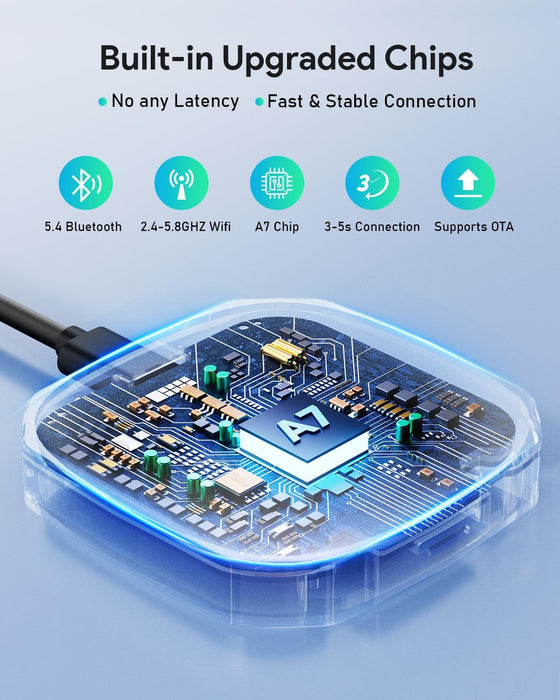 Lag-free wireless Carplay Android Auto adapter for vehicles