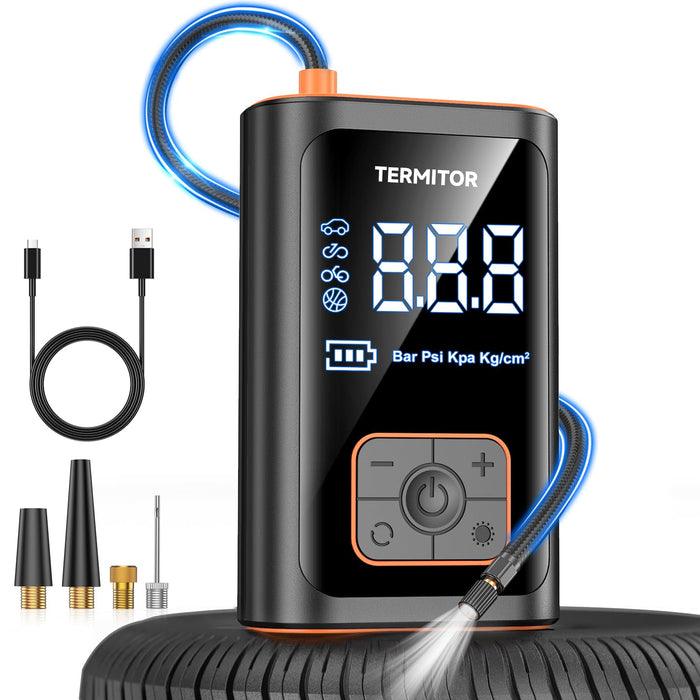 Portable Tire Inflator, 150PSI Cordless Air Compressor for Car, Motorcycle, Bicycle