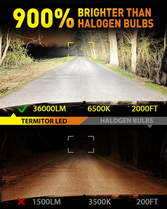 TERMITOR H4/9003/HB2 LED Bulbs Hi/Low Beam 36000LM 900% Super Brighter