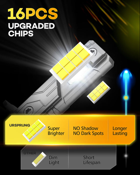 Ursprung 9005 H11 LED Headlight Bulb Combo, 900% Brighter, 62000LM, 6500K Cool White