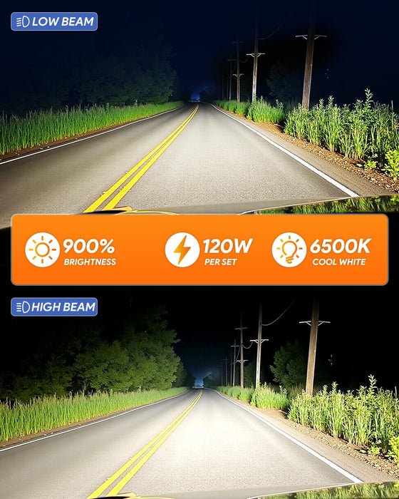 FAHREN H11 LED Bulbs, 6500K, IP68 Waterproof, Plug & Play (2-Pack)