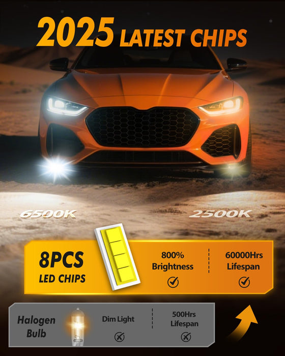 FAHREN H8 LED Fog Light Bulbs, 800% Brighter CSP LED Fog Lamps