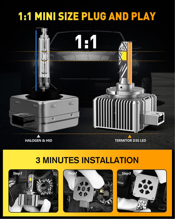 D3S LED Bulbs, 36000LM 900% Brightness 6500K Cool White