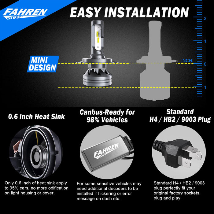 FAHREN H4 Light Bulb, 33000LM 900% Super Brighter