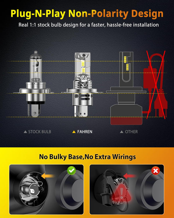 FAHREN 2025 Upgraded H4 9003 Bulb 36000LM 900% Brighter