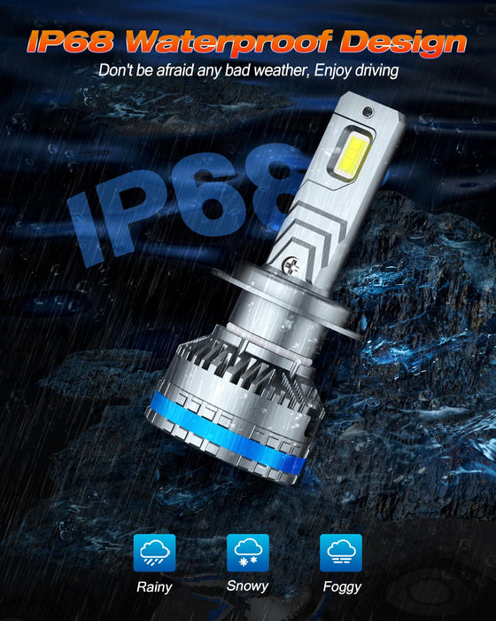 FAHREN Upgraded H7 Led Bulbs, 120W 40000LM, 800% Brightness, Pack of 2