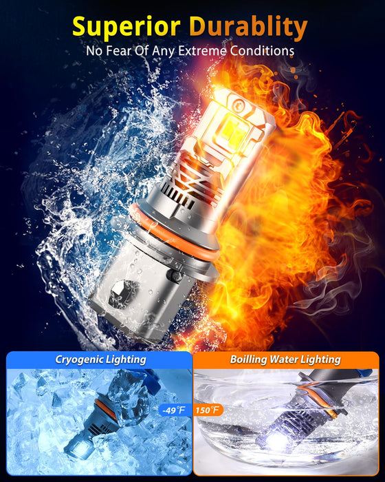 FAHREN New Upgraded 9007 Light Bulbs 53000LM 1000% Ultra Brighter