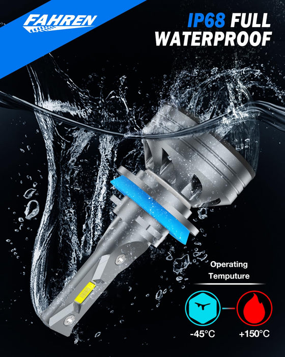 FAHREN H11/H9/H8 LED Bulbs, 46,000LM, 6500K, Fog/Off-Road Use (2-Pack)