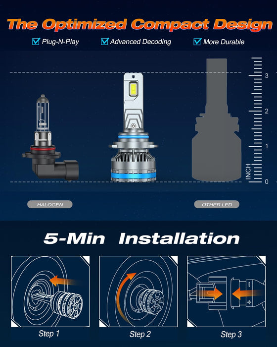 FAHREN 9005/9006 Bulb Combo, 80,000LM, 6500K Cool White, IP68(4-Pack)