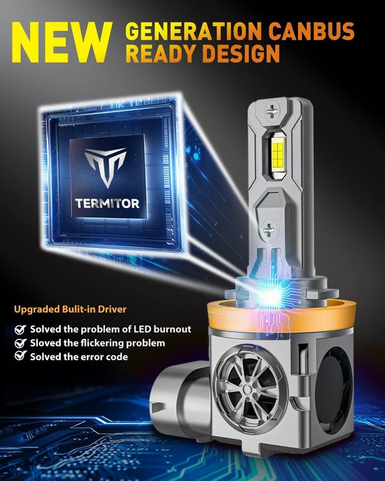 H11/H8/H9 & 9005/HB3 LED Bulb Combo, 60,000LM, 6500K White, 70,000Hrs Life