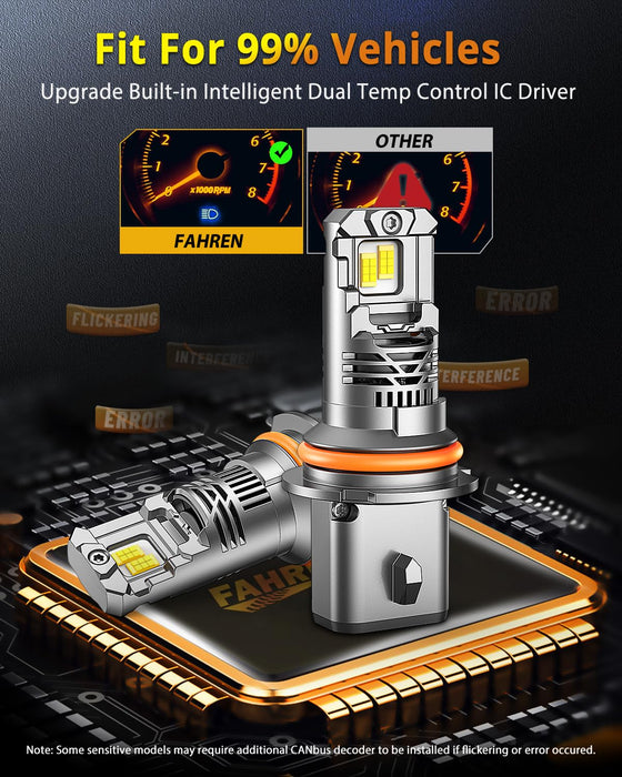 FAHREN New Upgraded 9007 Light Bulbs 53000LM 1000% Ultra Brighter