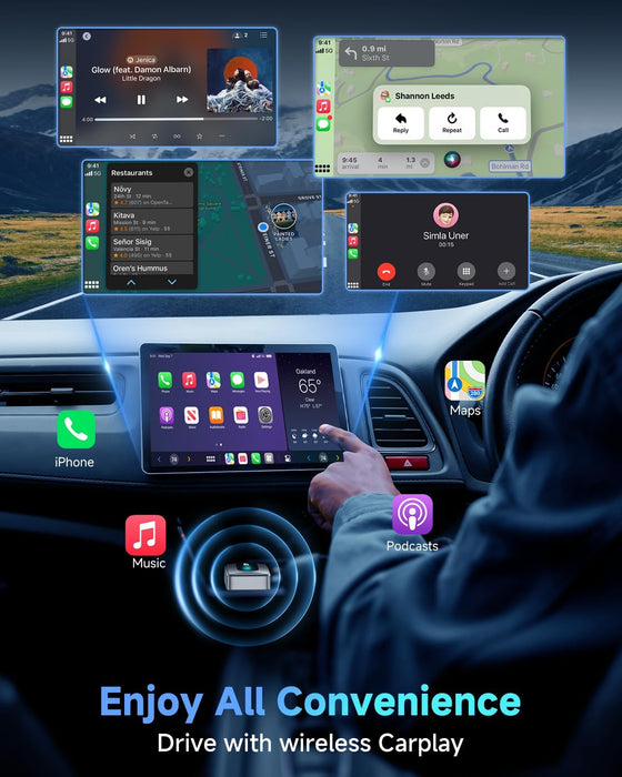 Easy plug-and-play Wireless CarPlay adapter for iPhone - works with 2016+ vehicles